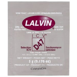 Lalvin D47 Wine Yeast (5 Pack) - Make Wine Cider Mead Kombucha At Home - 5 g Sachets - Saccharomyces cerevisiae - Sold by CAPYBARA Distributors Inc.