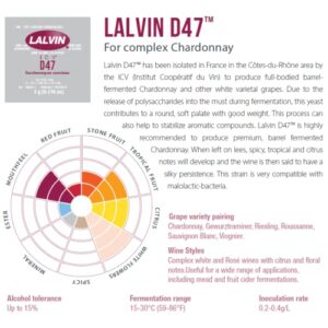 Lalvin D47 Wine Yeast (5 Pack) - Make Wine Cider Mead Kombucha At Home - 5 g Sachets - Saccharomyces cerevisiae - Sold by CAPYBARA Distributors Inc.