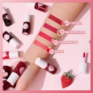 2 Colors Lip Tint Stain Set, Mini Liquid Lipstick, Velvet Lip Tint Watery Lip Stain, Plump Lip Gloss Moisturizing ​Tinted for Cheek & Lip, Natural Shimmery Lip Tint Stain Lip Color Makeup(01#+03#)