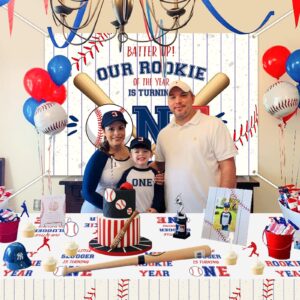 Baseball 1st Birthday Decoration, My Rookie Year Banner Backdrop for Boys Baby First Birthday Party Decor, Baseball Rookie of The Year Decoration, 71x47inch Baseball One Year Old Decor