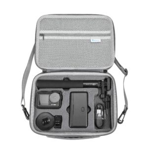 skyreat osmo action 4 / action 3 case, portable pu leather carrying case shoulder bag for dji osmo action 3 / action 4 adventure combo accessories