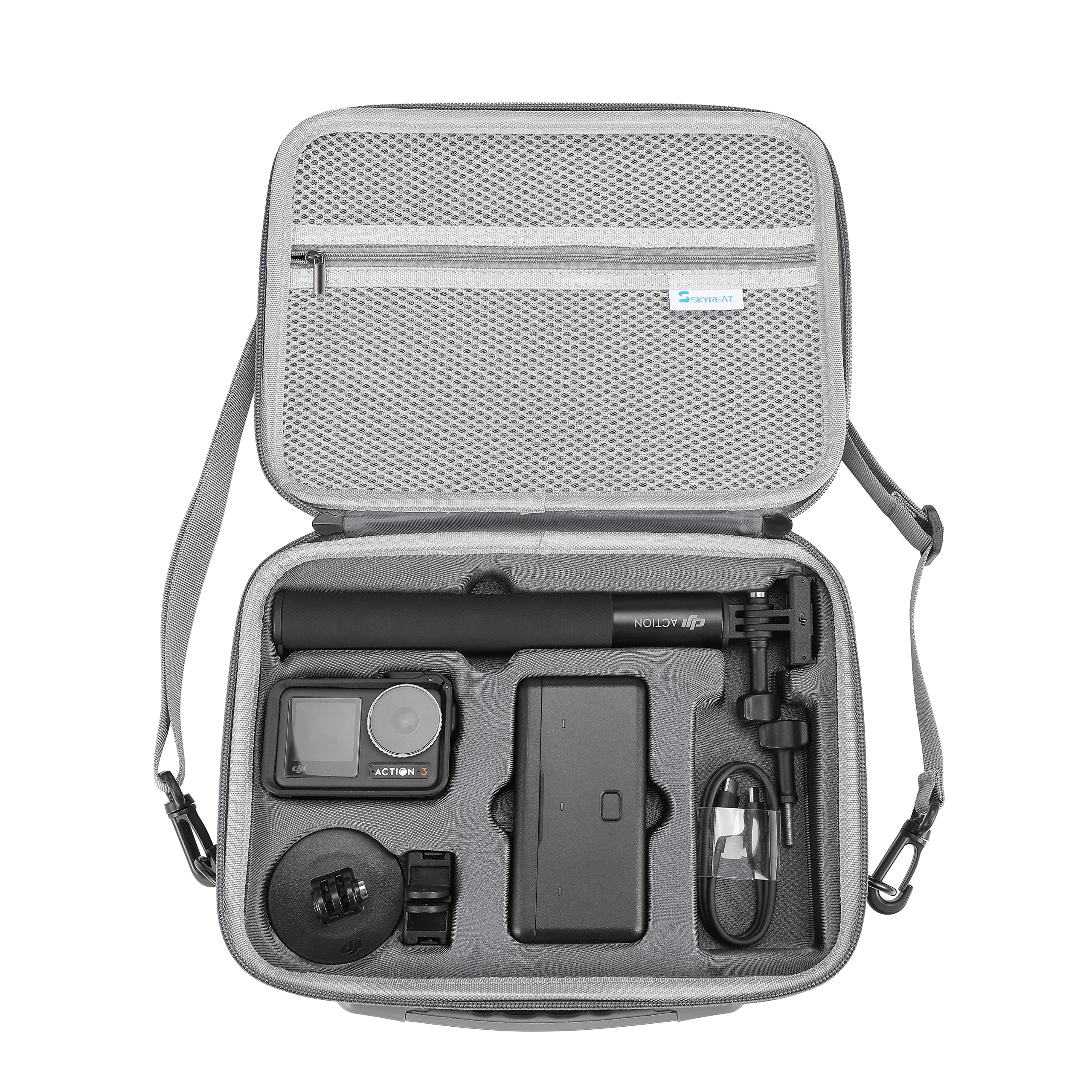 Skyreat Osmo Action 4 / Action 3 Case, Portable PU Leather Carrying Case Shoulder Bag for DJI Osmo Action 3 / Action 4 Adventure Combo Accessories