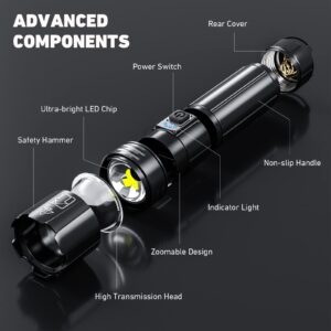 Sigoobal Rechargeable LED Flashlights High Lumens,900000 Lumen Super Bright Flashlight with USB Output, 20 Hours Runtime 5000ɱAh Large Capacity Flash Light, Powerful Flashlight for Home, Camping
