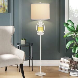 hamucd white coastal standing floor lamps with led lantern nightlight for modern farmhouse living room bedroom