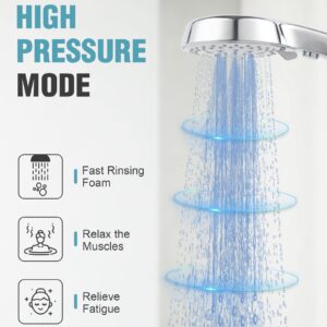 Shower Head-12 Functions High Pressure Handheld Showerhead with 96" Extra Long Hose for Pets Dog Bath, SR RUN RISE Detachable Water Saver Hand Shower Wand with Switch Button (Polished Chrome)