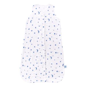 tado muslin toddler sleep sack for 2-4t baby, organic cotton wearable blanket for boys and girls 0.5 tog 2-way zipper soft 4 layers x-large star moon