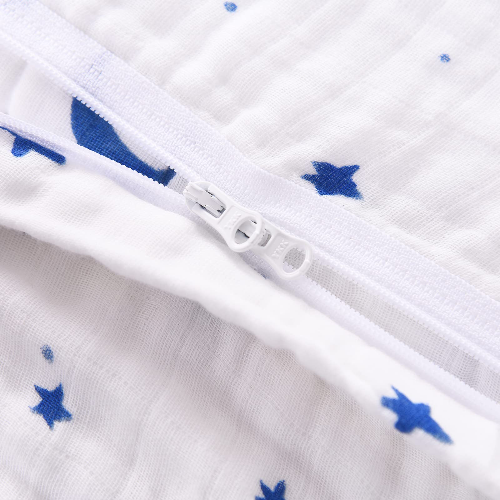 TADO MUSLIN Toddler Sleep Sack for 2-4T Baby, Organic Cotton Wearable Blanket for Boys and Girls 0.5 TOG 2-Way Zipper Soft 4 Layers X-Large Star Moon