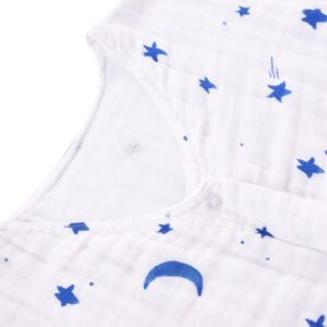 TADO MUSLIN Toddler Sleep Sack for 2-4T Baby, Organic Cotton Wearable Blanket for Boys and Girls 0.5 TOG 2-Way Zipper Soft 4 Layers X-Large Star Moon