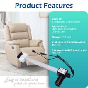 Okin Refined-R Model JLDQ-12 & JLDQ.12.157.333K Power Recliner Motor, Electric Sofa Lift Chair Actuator Replacement Part for JLDQ.12.157.333E/F/G/H/L/P/U/V/W/X/Z