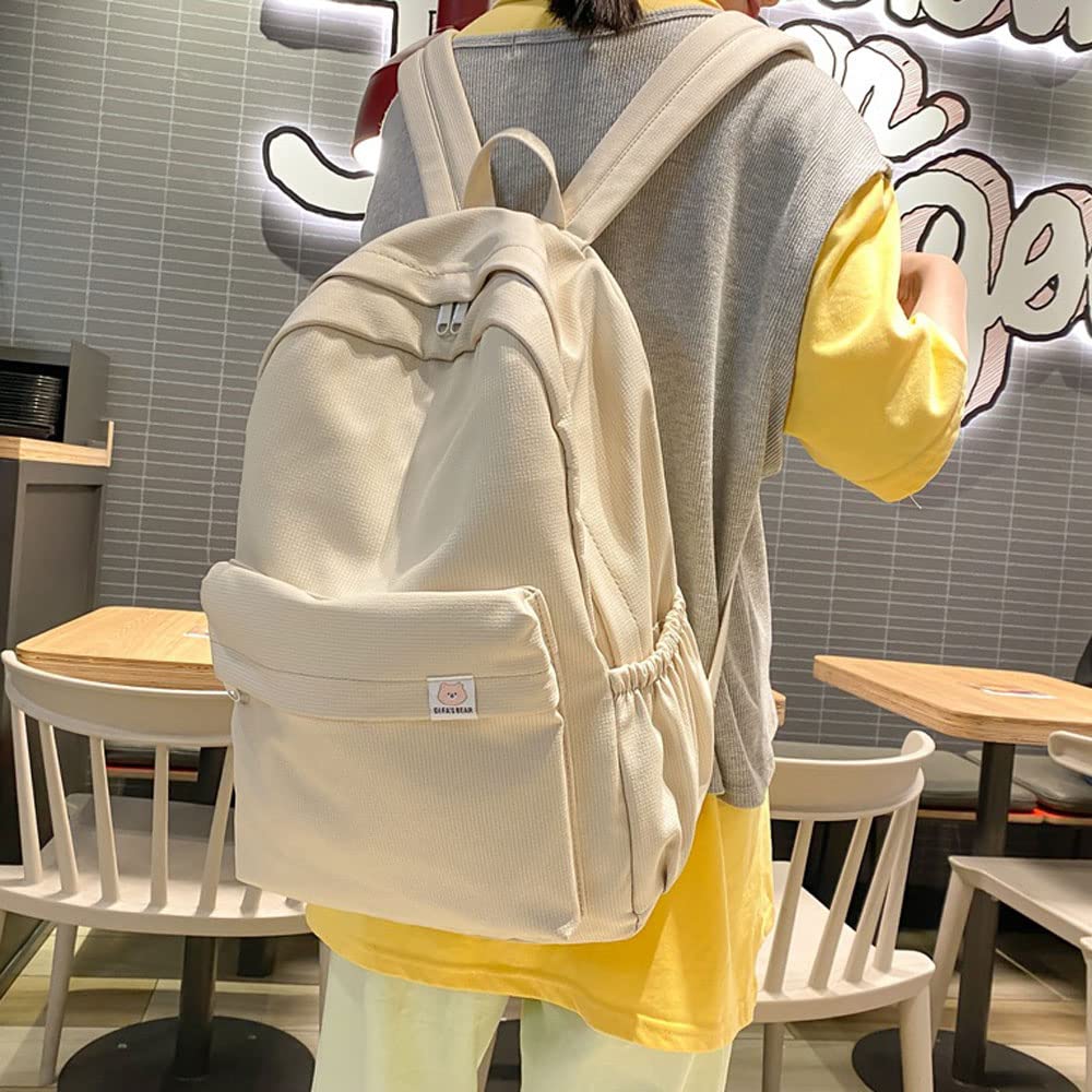 Eagerrich Aesthetic Backpack Cute Backpack School Supplies Laptop Bag for Teens Girls Women Students Solid Color