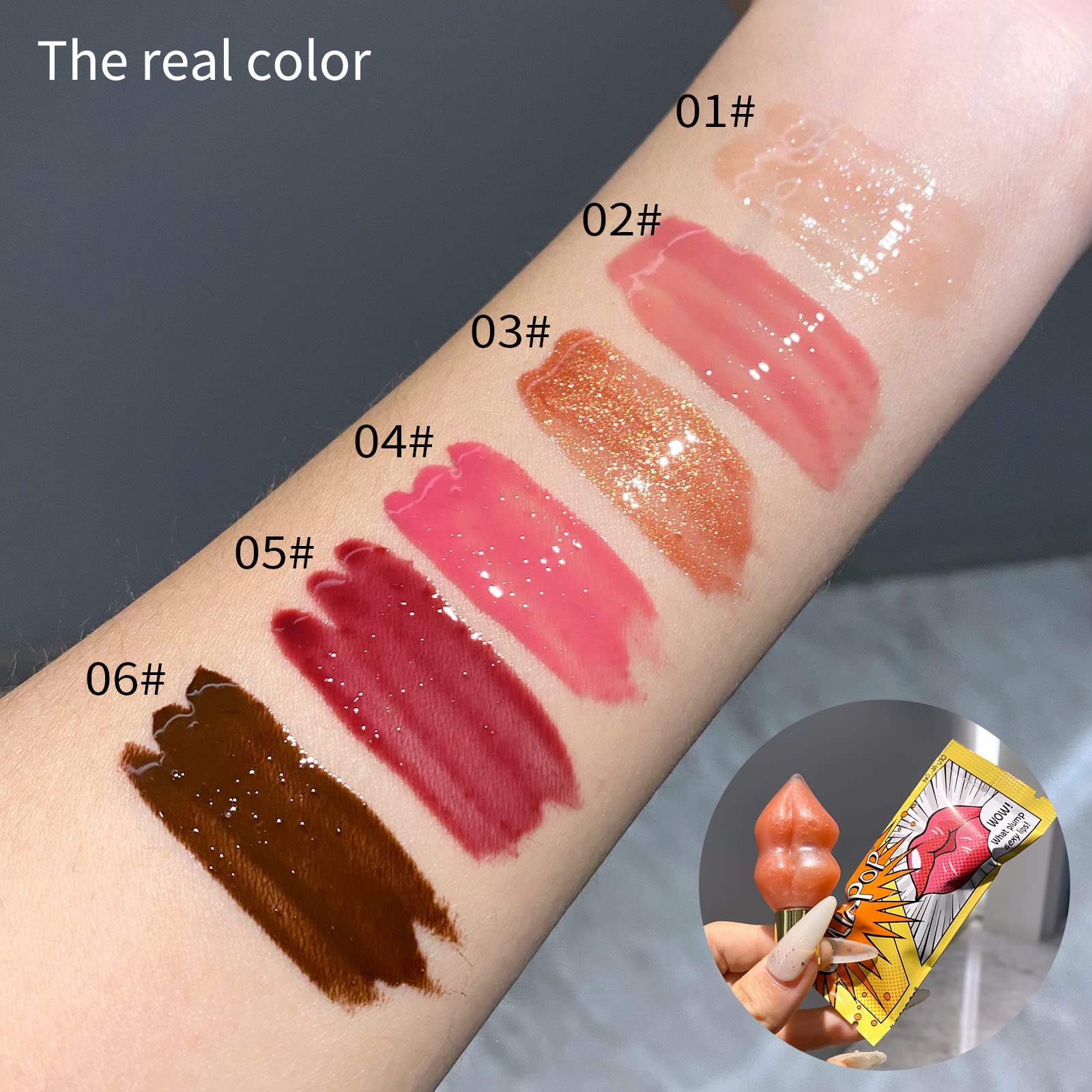 MIESCHER Lip Plumper Gloss Moisturize Hydrating Liquid Lipstick Smooth Wet n Wild Jelly Lip gloss Stick Honey Shine Lip Sexy Red Plumping Lip Best Clear Lip Plumper Balm Liquid Party Disco (Coffee)