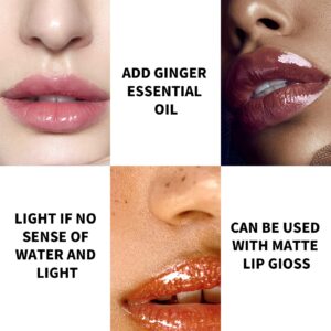 MIESCHER Lip Plumper Gloss Moisturize Hydrating Liquid Lipstick Smooth Wet n Wild Jelly Lip gloss Stick Honey Shine Lip Sexy Red Plumping Lip Best Clear Lip Plumper Balm Liquid Party Disco (Coffee)