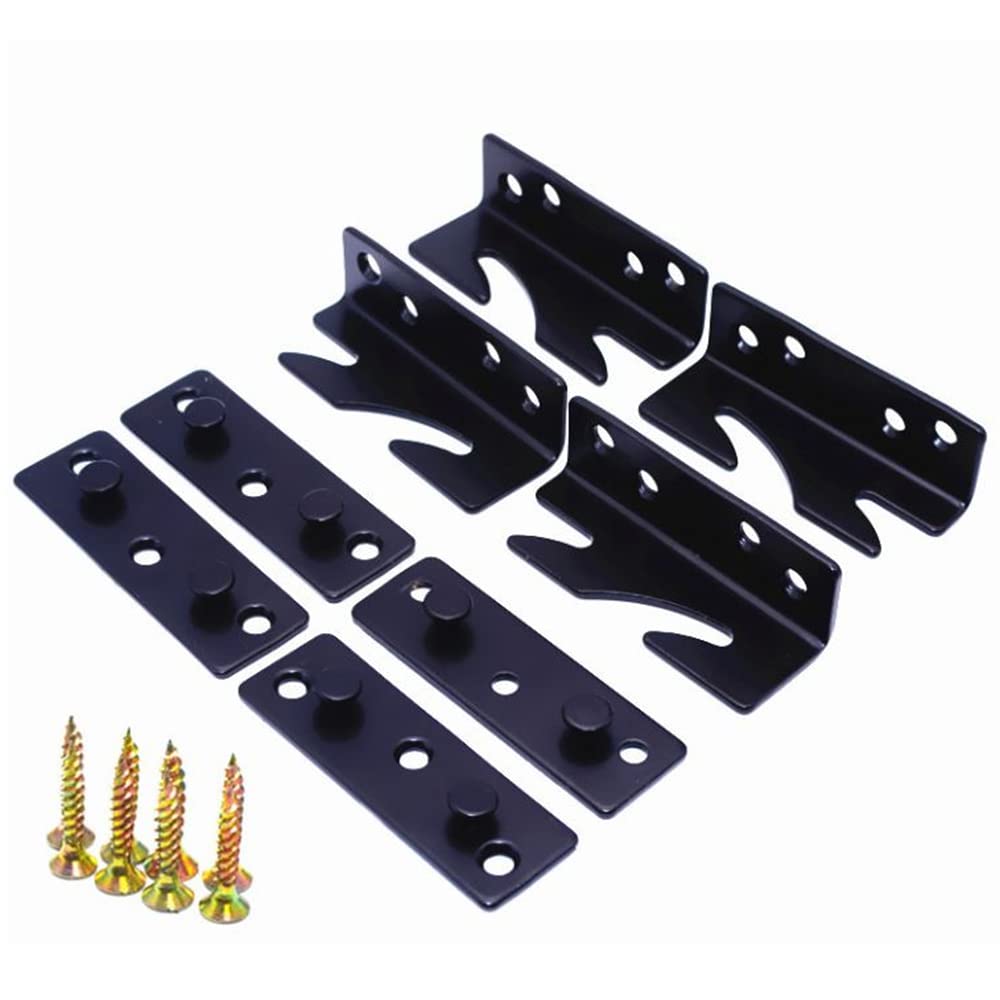 Bed Rail Bracket - Black Heavy Duty Non-Mortise Bed Rail Bracket Bed Rail Fasteners,Set of 4 (Screws Included)