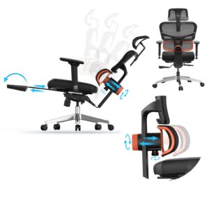 newtral ofiice chair ergonomic with footrest -high back desk chair with fully adaptive lumbar support, adjustable headrest, 4d armrest, tilt lock, task chair for office and home