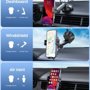 Wireless Car Charger, MOKPR 15W Fast Charging Auto-Clamping Car Mount Universal Hands-Free Car Charger Mount for Dash Windshield Air Vent Compatible with iPhone 15/14/13/12, Samsung S23/S22/S21,etc