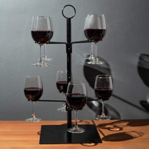 Tree Bar Cocktail Tree Stand, Black Metal Display Stand For Wine, Champagne, Cocktails, and Shot Glasses at Weddings, Parties, and Brunch - 8 holders, 2 ft tall…