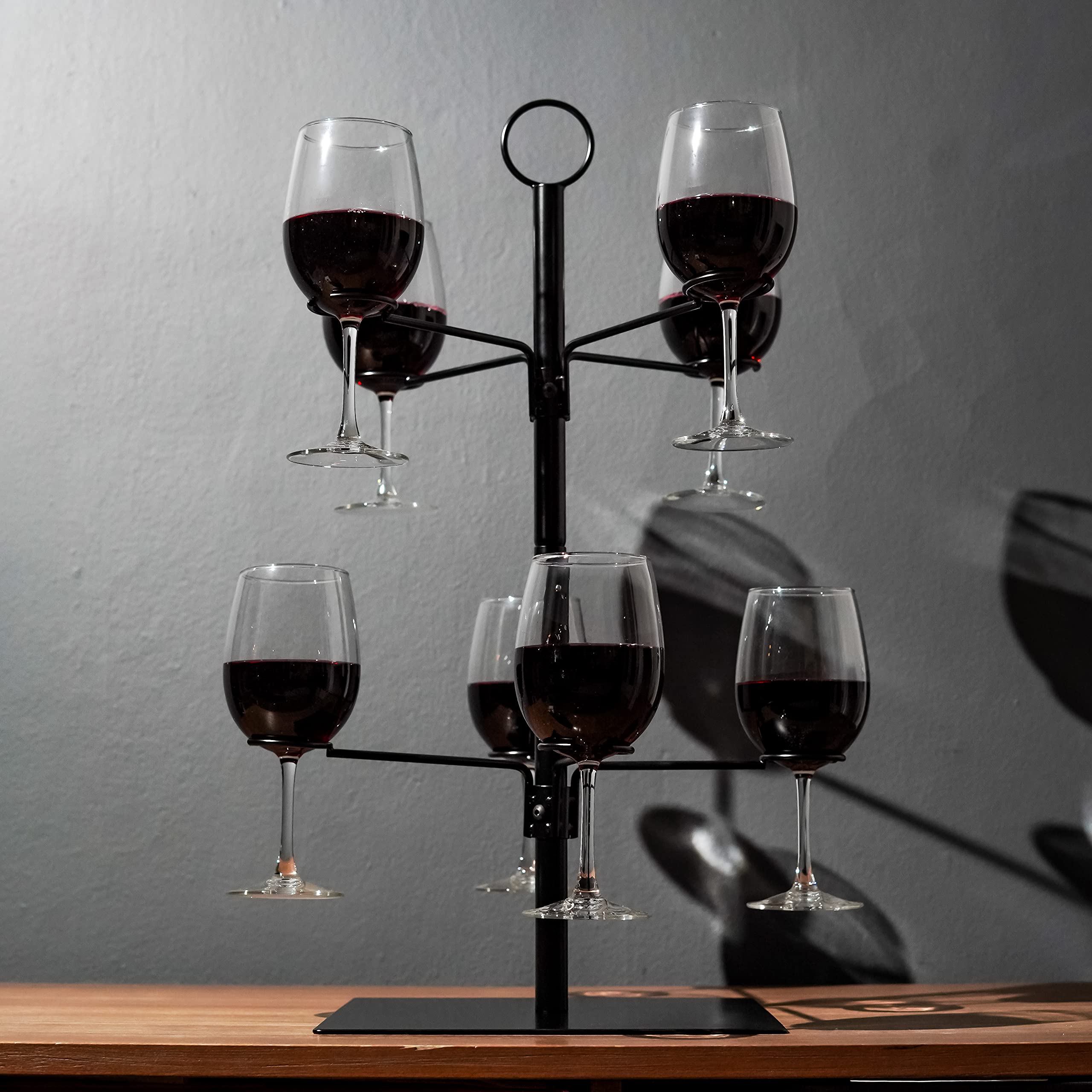 Tree Bar Cocktail Tree Stand, Black Metal Display Stand For Wine, Champagne, Cocktails, and Shot Glasses at Weddings, Parties, and Brunch - 8 holders, 2 ft tall…