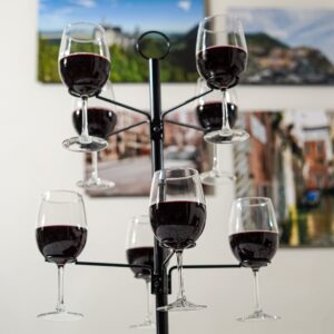 Tree Bar Cocktail Tree Stand, Black Metal Display Stand For Wine, Champagne, Cocktails, and Shot Glasses at Weddings, Parties, and Brunch - 8 holders, 2 ft tall…