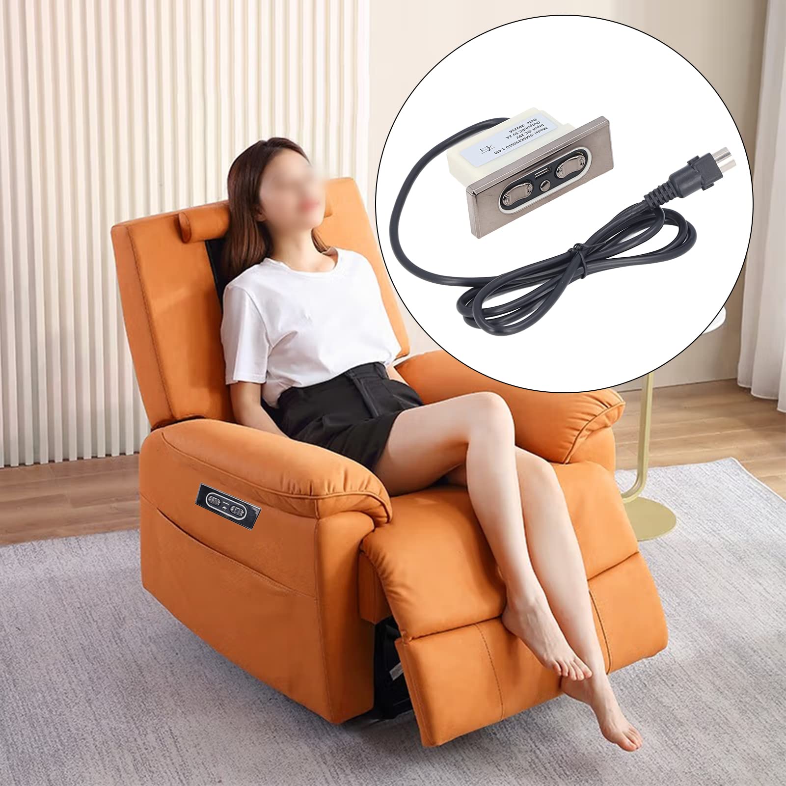 5 Button Electric Sofa Remote, Waterproof ABS Material Power Recliner or Lift Chair Hand Control with USB Charging Port, Plug and Play, One Button Reset Recliner Replacement Parts for Power Recliner