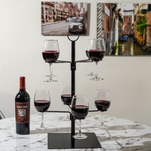 Tree Bar Cocktail Tree Stand, Black Metal Display Stand For Wine, Champagne, Cocktails, and Shot Glasses at Weddings, Parties, and Brunch - 8 holders, 2 ft tall…