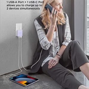 iHome USB C Charger: AC Pro 20W Multiport USB Charger (1 USB-C Port, 1 USB-A Port), Flat USB C Charger Block, Dual Port USB Plug Adapter & Phone Charging Block