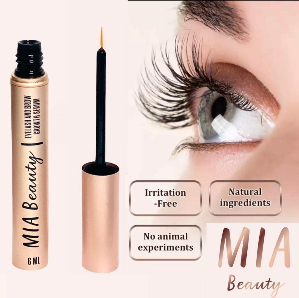 MIA Beauty Eyelash Growth Enhancer Serum Grows Longer Eyelash, Eyebrow Boosts, Healthier Lash And Thicker Lashes Natural Eyelashes Premium Eyebrows Enhancing Luscious Lashes, Serum, 1.0 Count