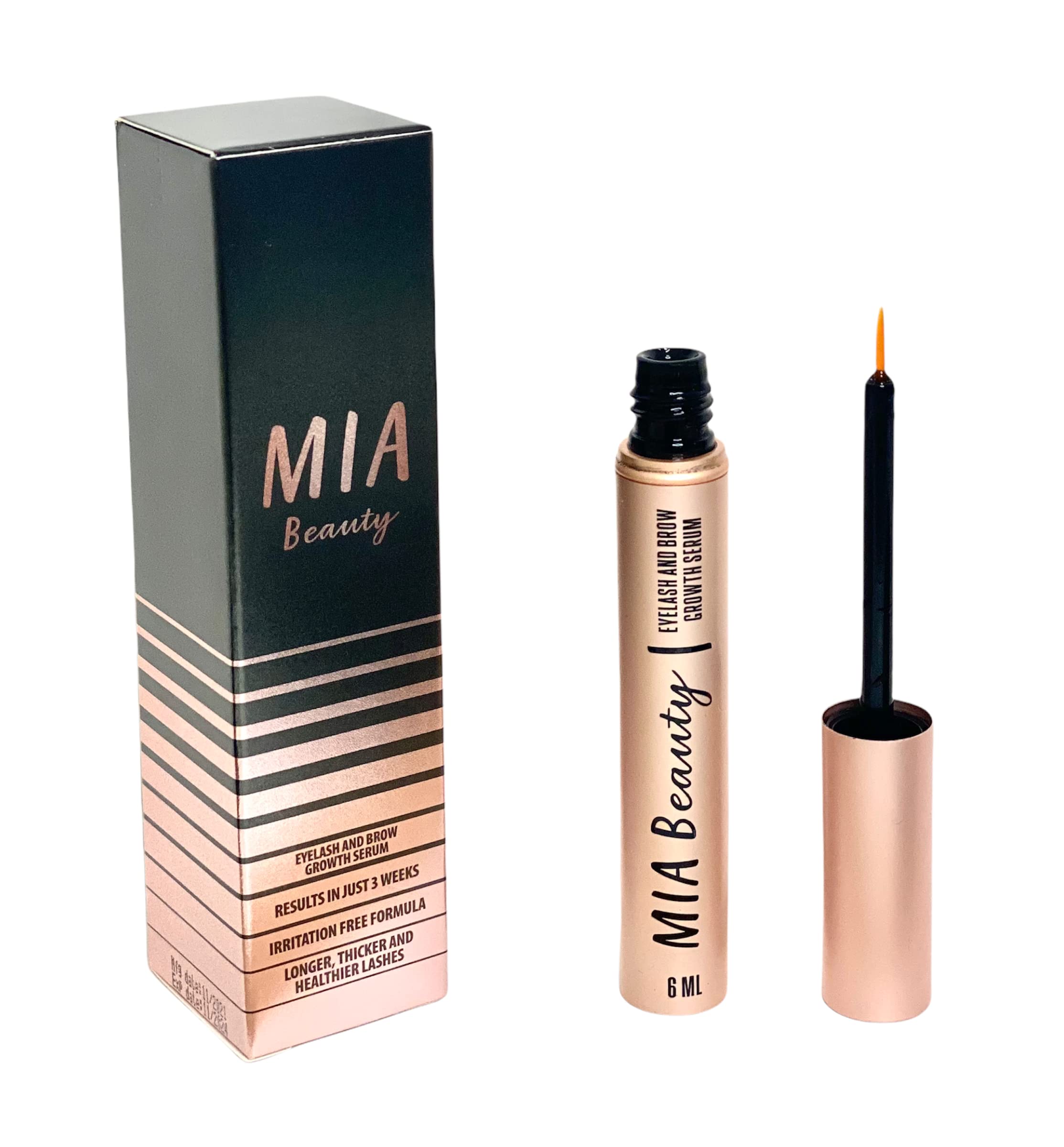 MIA Beauty Eyelash Growth Enhancer Serum Grows Longer Eyelash, Eyebrow Boosts, Healthier Lash And Thicker Lashes Natural Eyelashes Premium Eyebrows Enhancing Luscious Lashes, Serum, 1.0 Count