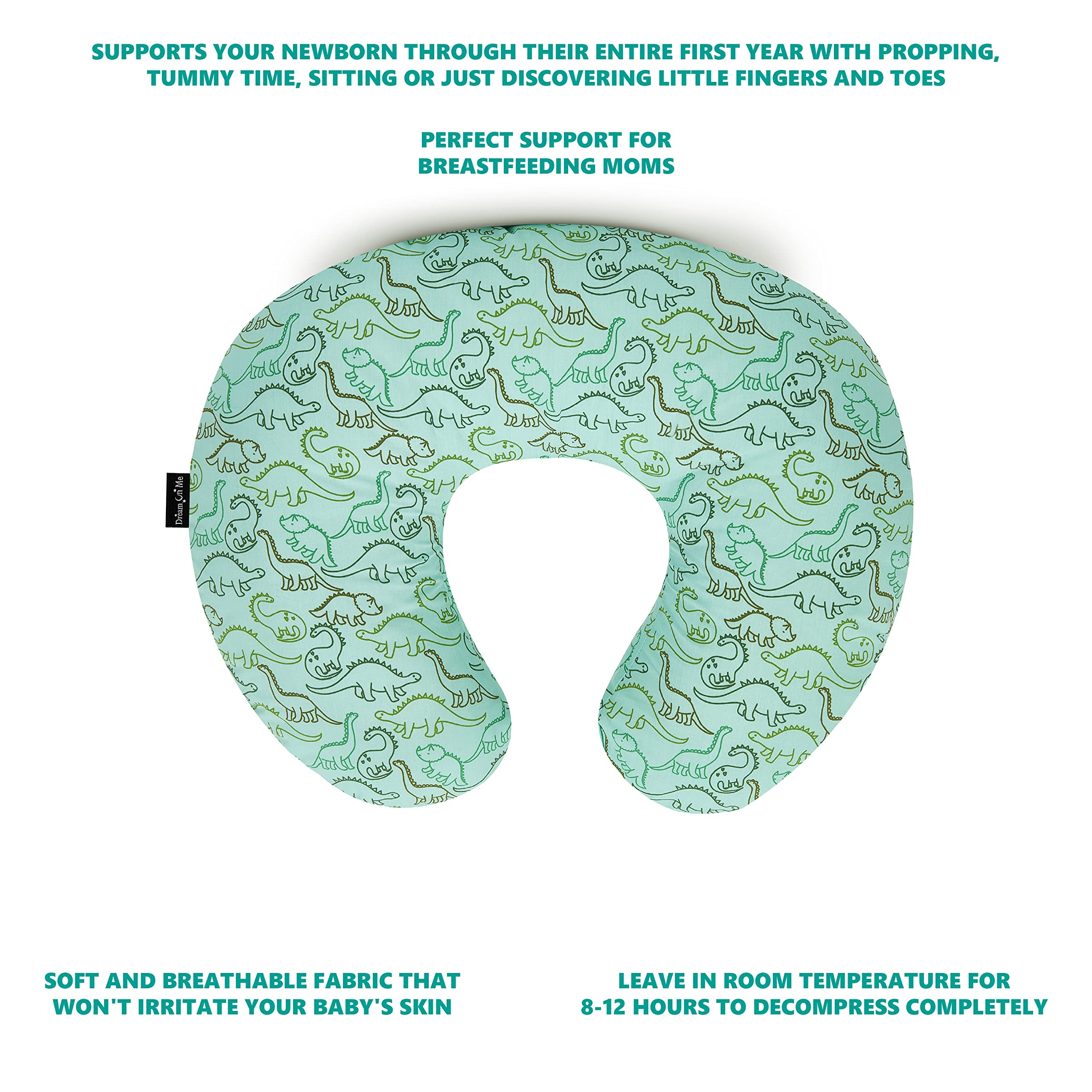 Dream On Me Beeboo Nursing Pillow and Positioner, Breastfeeding and Bottlefeeding Pillow, Removable and Washable Pillow Cover, Soft and Breathable Fabric, Green