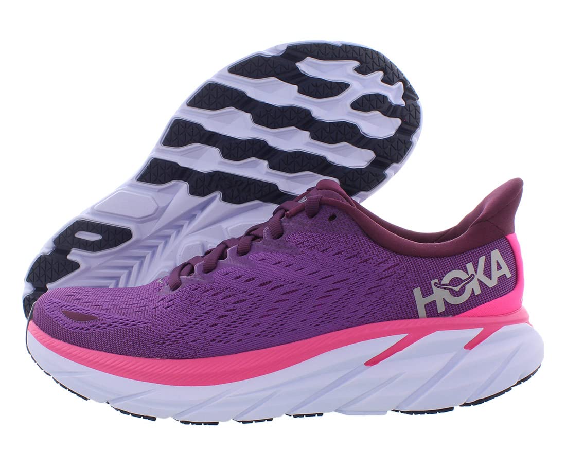 HOKA ONE ONE Clifton 8 Womens Shoes Size 7, Color: Grape Wine/Beautyberry