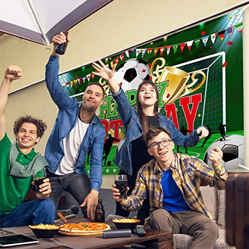 durony Soccer Party Backdrop Sports Themed Party Decoration Soccer Happy Birthday Banner Wall Hanging Decor Photo Background for Holiday Birthday Party Supplies, 70.8 x 43.3 Inches