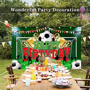 durony Soccer Party Backdrop Sports Themed Party Decoration Soccer Happy Birthday Banner Wall Hanging Decor Photo Background for Holiday Birthday Party Supplies, 70.8 x 43.3 Inches