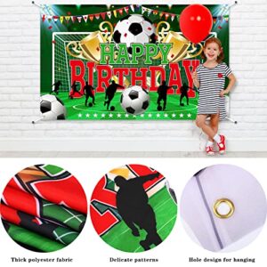 durony Soccer Party Backdrop Sports Themed Party Decoration Soccer Happy Birthday Banner Wall Hanging Decor Photo Background for Holiday Birthday Party Supplies, 70.8 x 43.3 Inches