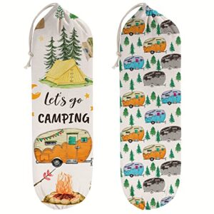 camper decor plastic bag holder bulk 2 pack grocery bag holder hanging plastic bag dispenser washable shopping bag storage dispensers for garbage bags organizer camper rv decor