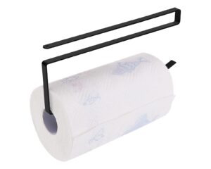 ds. distinctive style paper towel holder under cabinet door no drilling durable paper rolls rack for kitchen, bathroom and rv storage (black)