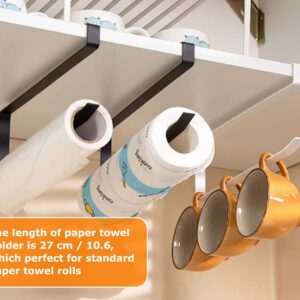 DS. DISTINCTIVE STYLE Paper Towel Holder Under Cabinet Door No Drilling Durable Paper Rolls Rack for Kitchen, Bathroom and RV Storage (Black)