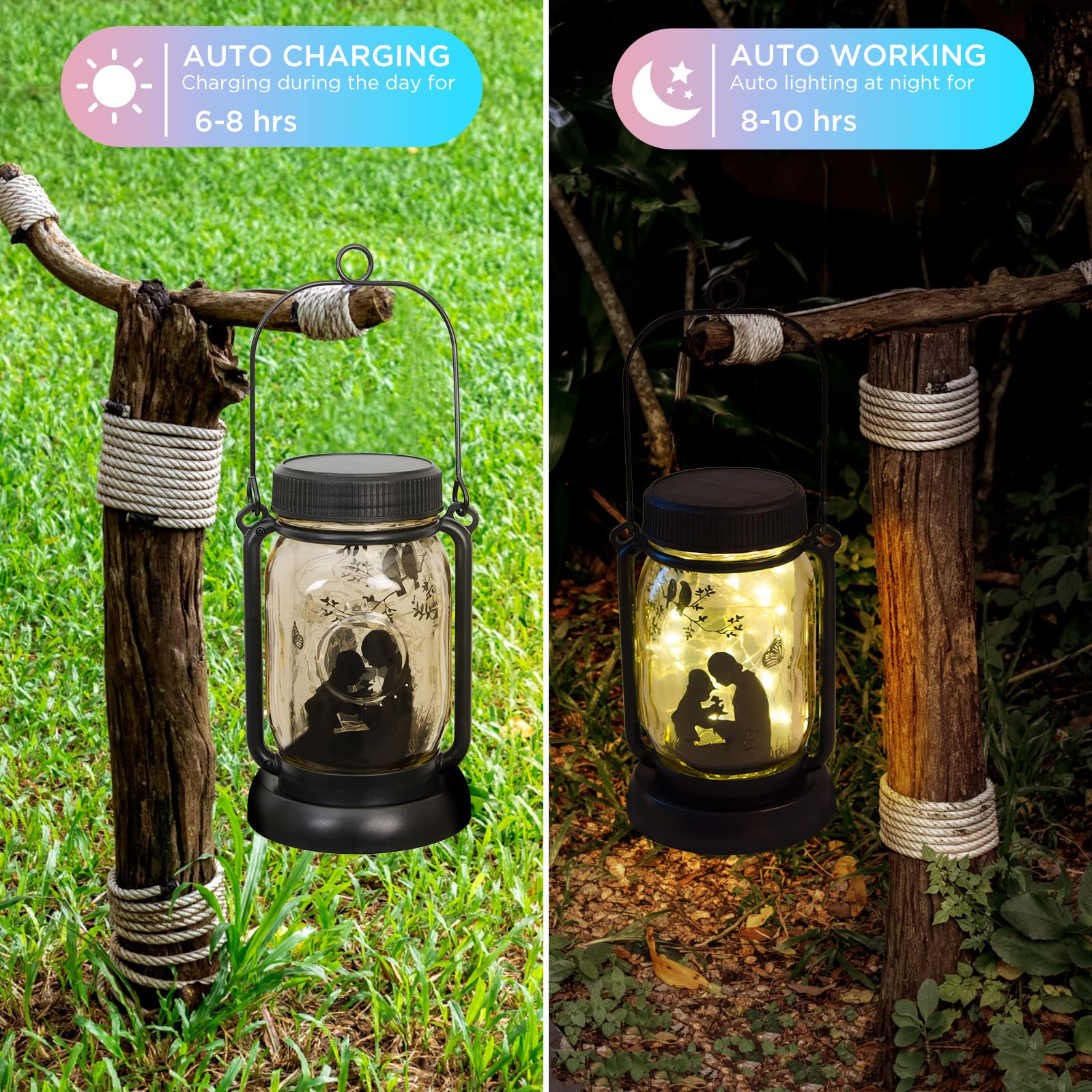 Mom and Son Solar Garden Lights, Mothers Day Gift,Gift for Mother/Grandma/Women, Garden Gift, Yard Gift, lamp Decor, Patio Outdoor Porch Waterproof Solar Lanterns, Solar Powered Outdoor Decor Lights