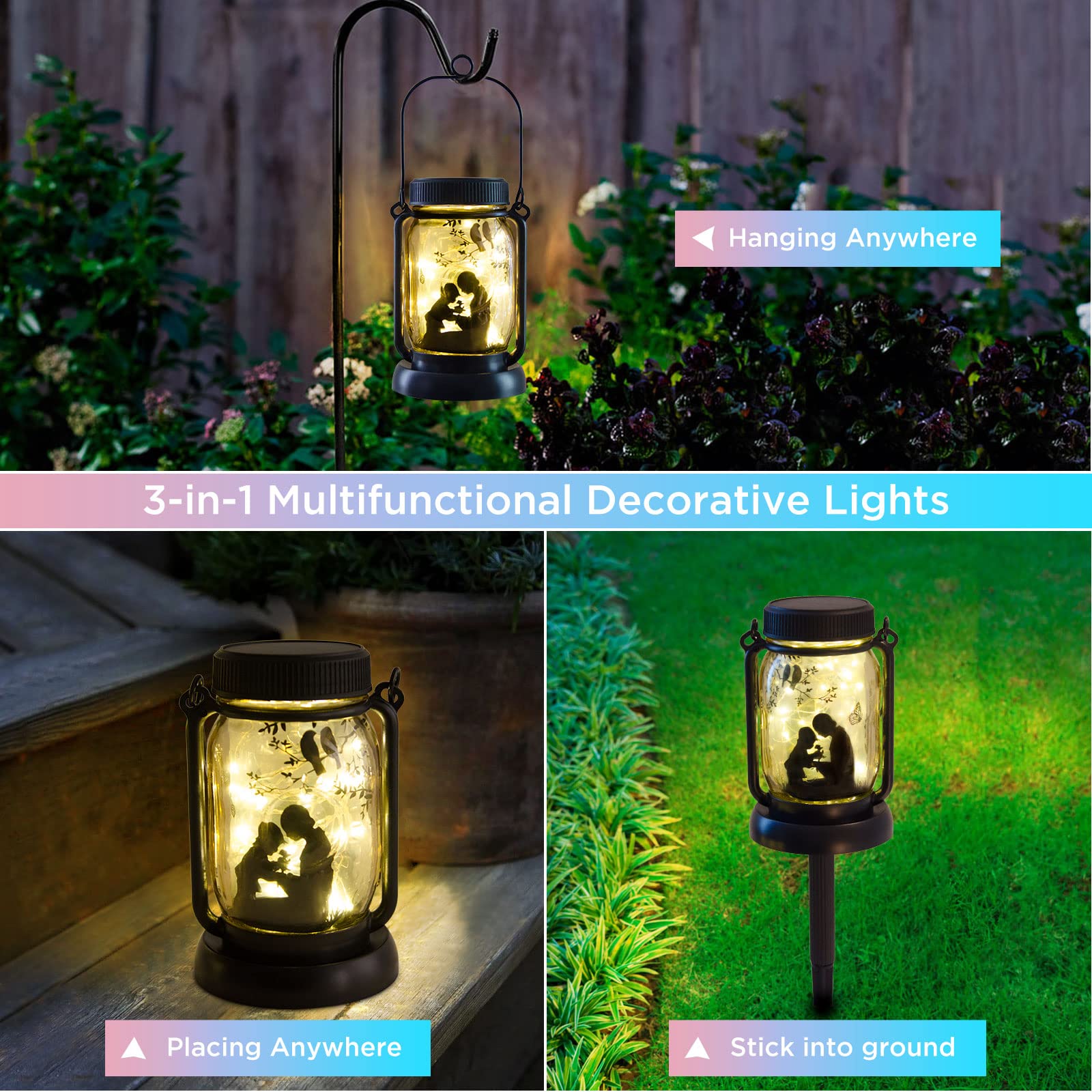 Mom and Son Solar Garden Lights, Mothers Day Gift,Gift for Mother/Grandma/Women, Garden Gift, Yard Gift, lamp Decor, Patio Outdoor Porch Waterproof Solar Lanterns, Solar Powered Outdoor Decor Lights