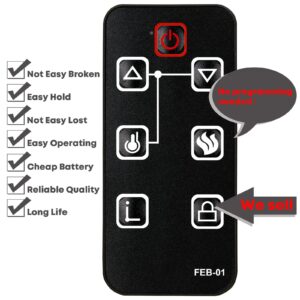 Replacement for FEBO Flame Electric Fireplace Remote Control ZHS-30-A 13IN-30-054