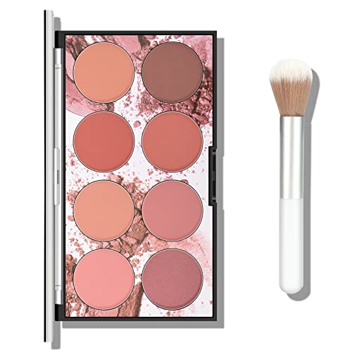 KYDA 8 Colors Face Blush Palette, Natural Matte Blush Palette, Smooth Blendable Powder Blush, Multiuse Makeup Palette, by Ownest Beauty