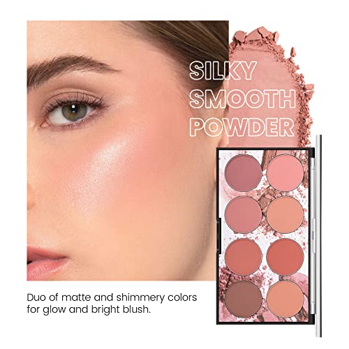 KYDA 8 Colors Face Blush Palette, Natural Matte Blush Palette, Smooth Blendable Powder Blush, Multiuse Makeup Palette, by Ownest Beauty