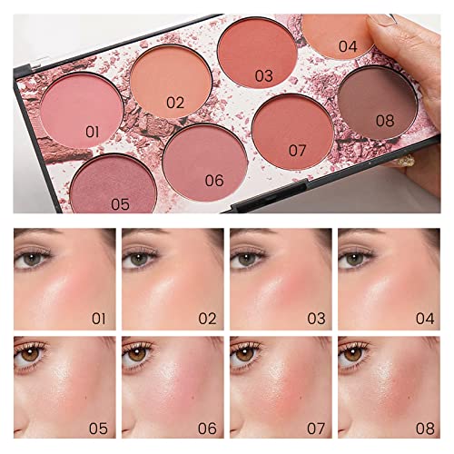 KYDA 8 Colors Face Blush Palette, Natural Matte Blush Palette, Smooth Blendable Powder Blush, Multiuse Makeup Palette, by Ownest Beauty