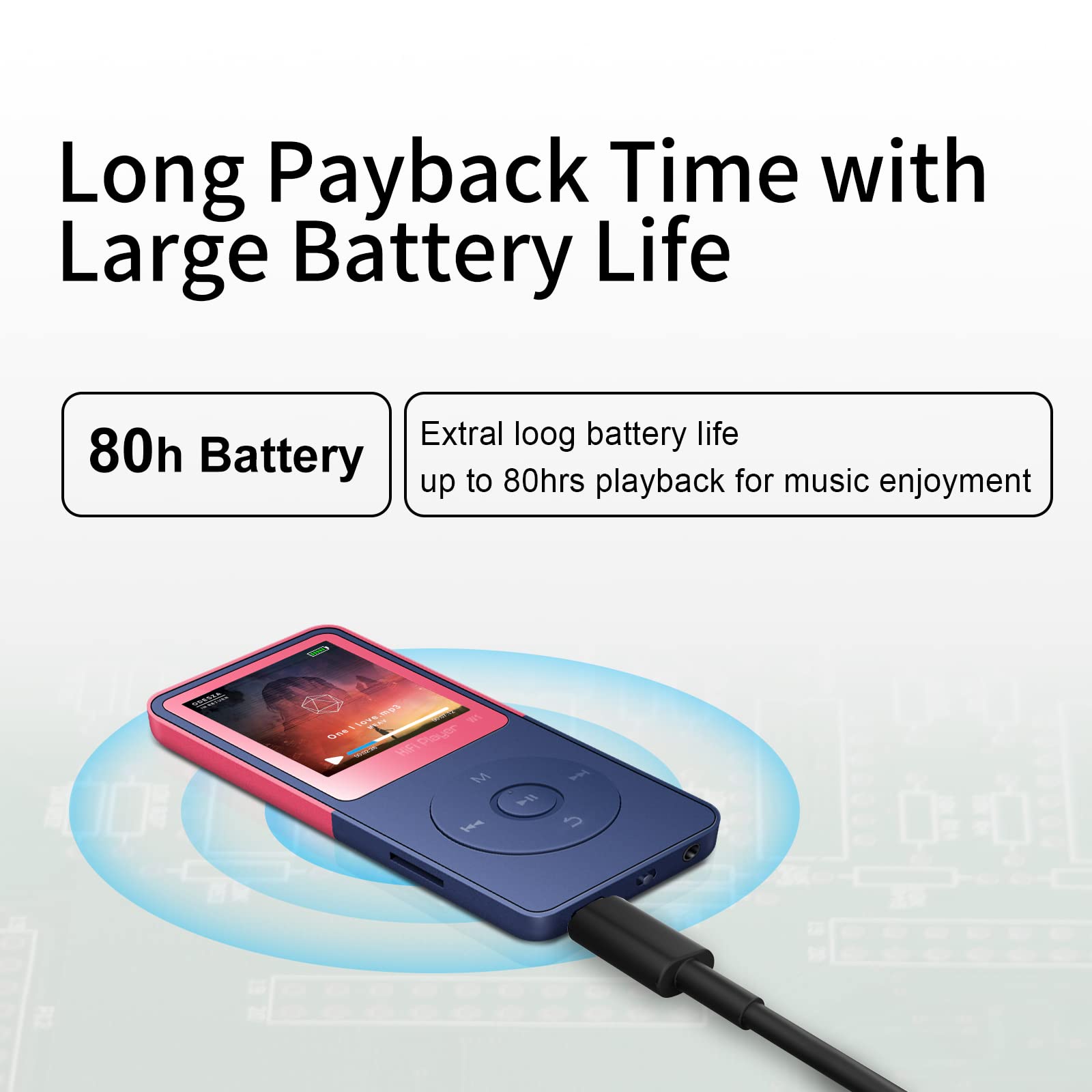 MP3 Player with Bluetooth,Voice Recorder,Classical Mini Music Player with Headphones for Kids, Mp3 Portable Digital Audio HiFi Lossless Sound Music Devices Players,Long Battery Time