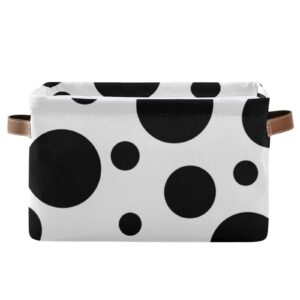 kigai black and white polka dot storage basket, foldable canvas cube storage bin with handles for home office closet, 1pcs