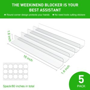 Weekinend Under Couch Blocker,Under Bed Blocker for Pets,Adjustable Clear Toy Blocker for Furniture with Strong Adhesive,Stop Things Going to Under Furniture(5pack 1.6'' H 16" L)