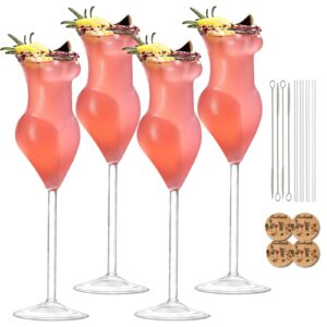 useekril wine glasses body glasses set of 4 creative cocktail glass beauty lady 6 oz whiskey drinking glasses champagne goblet for lady's night party home bar