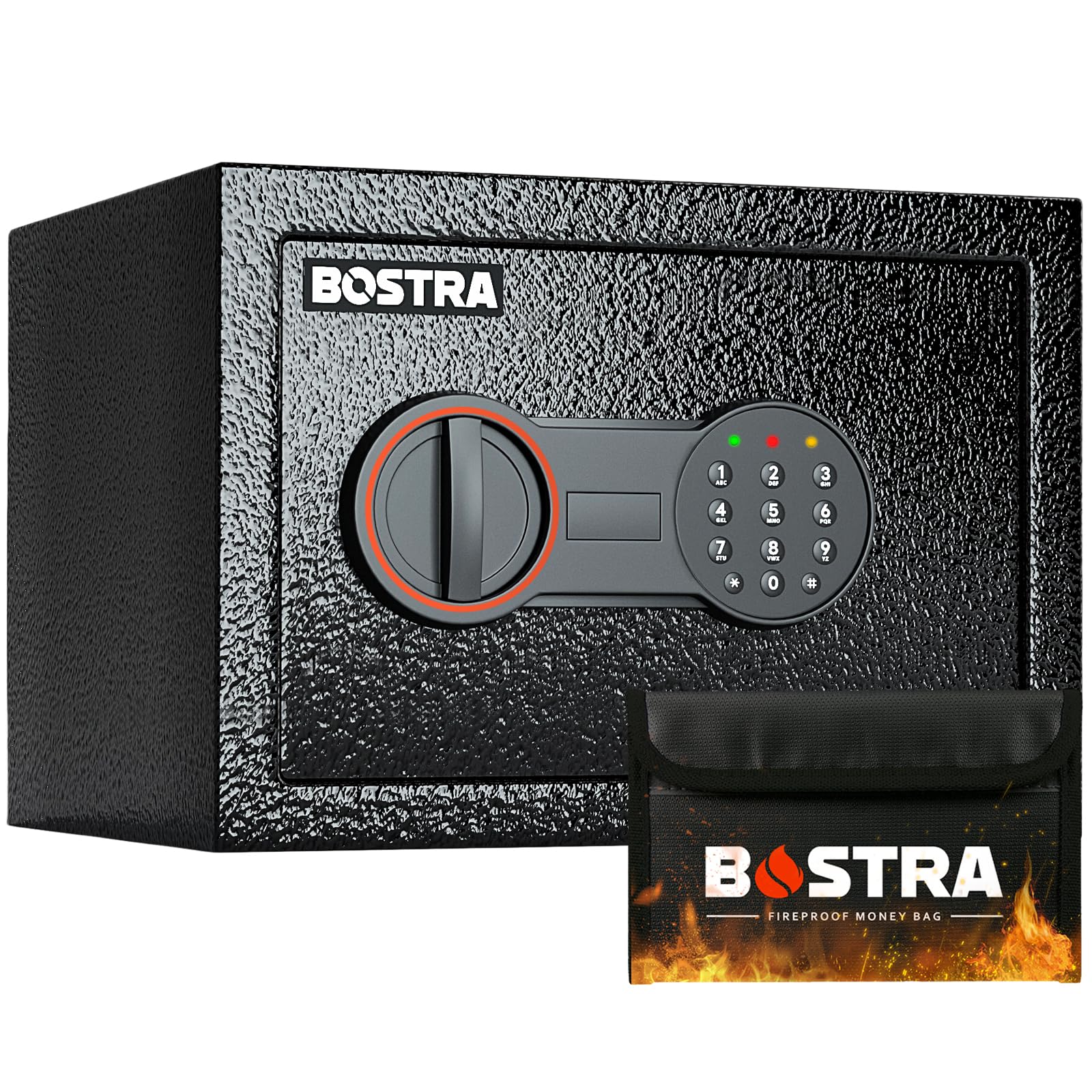 Bostra Fireproof Safe Box with Sensor Light & Fireproof Bag, Money Safe Box with Digital Keypad,Security Safe Box for Home, 0.5 Cubic Small Safe with Keys & Pass Code for Cash Jewelry Documents