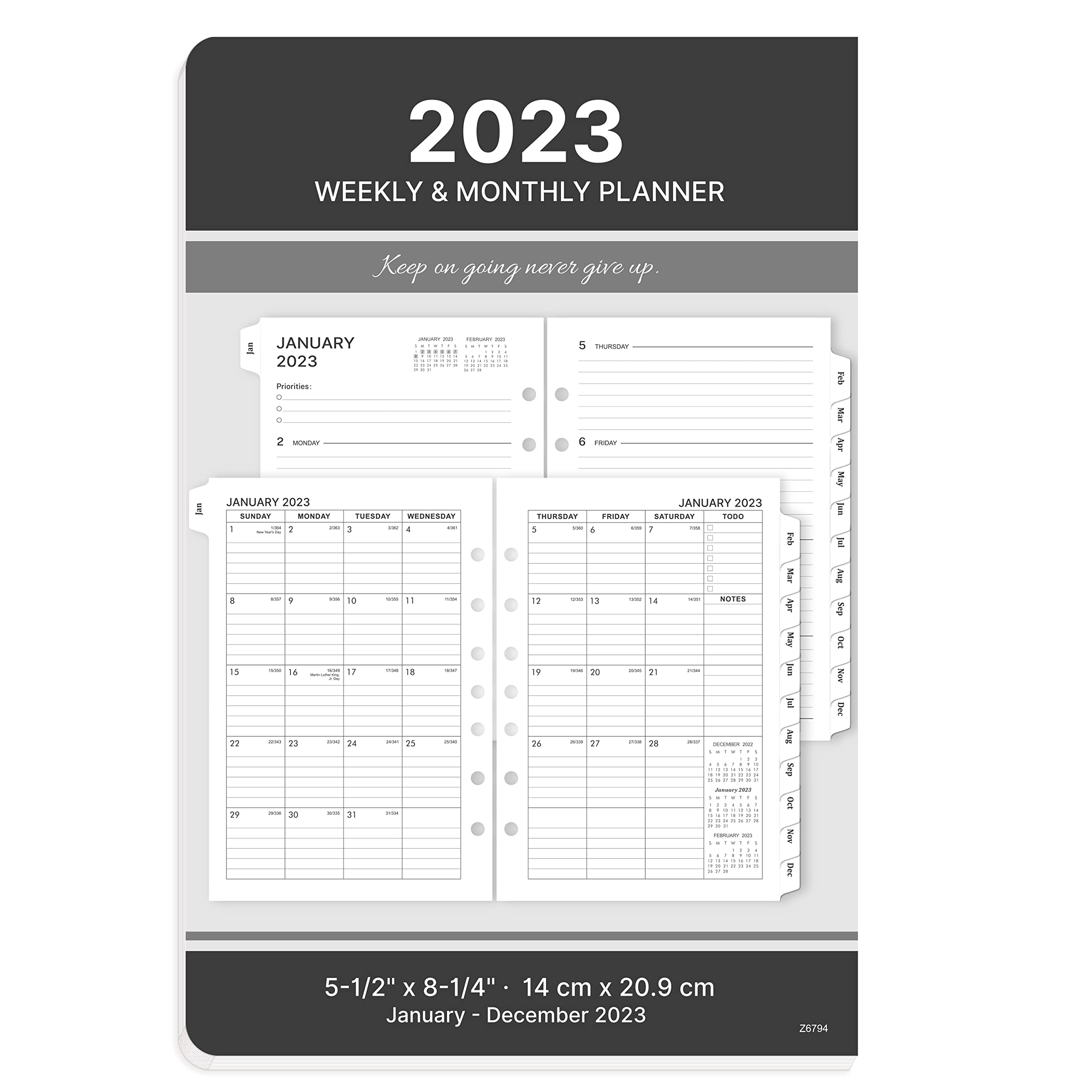 2023-2024 Planner Refills - Planner Refills 2023-2024, 2023-2024 Weekly & Monthly Planner Refills, 2023-2024 Planner Inserts, A5 Planner Refills, A5 Planner Inserts, 5-1/2" x 8-1/4", Jul.2023 -