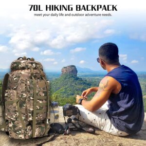 W WINTMING Hiking Backpack for Men 70L/100L Camping Backpack Military Rucksack Molle 3 Days Assault Pack for Climbing