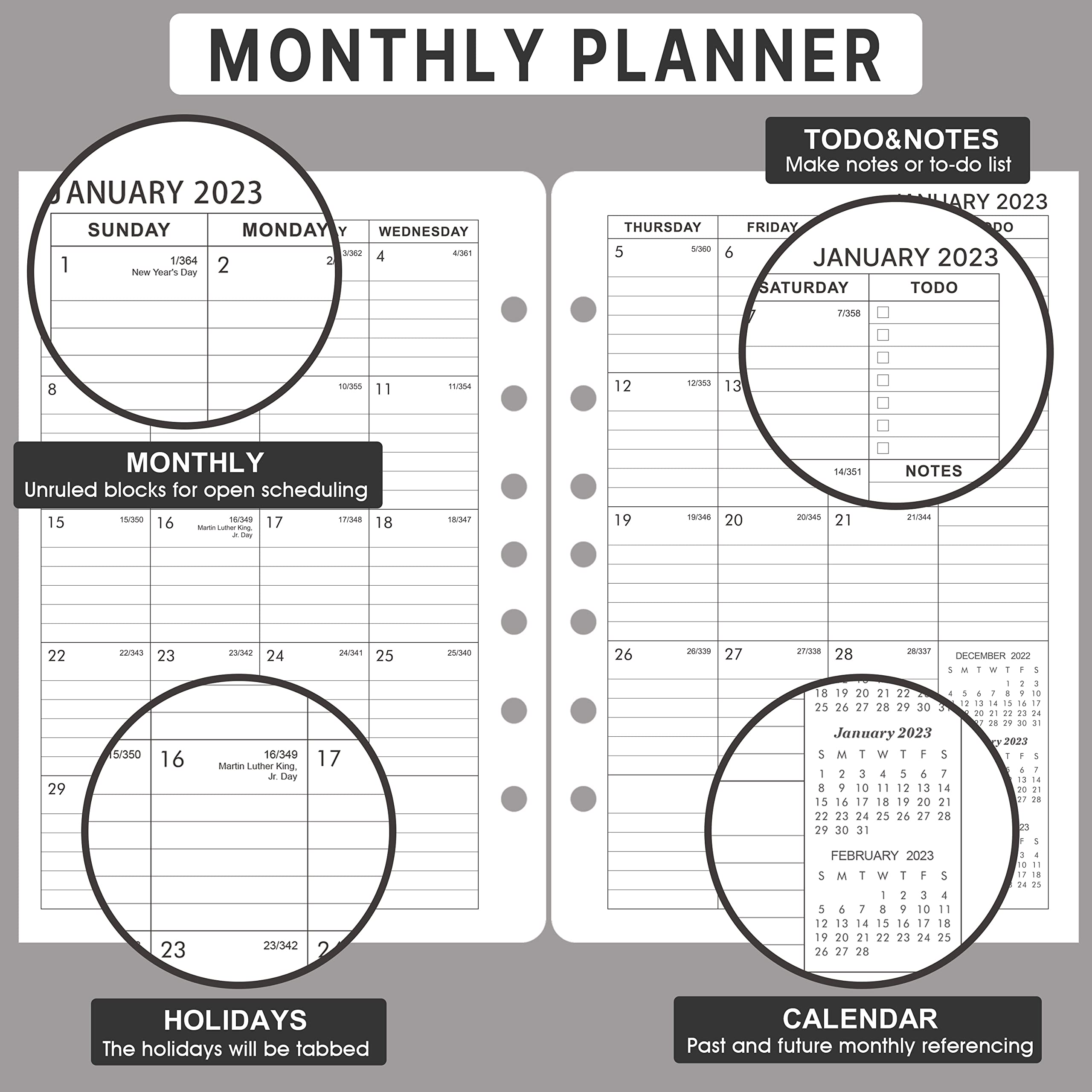 2023-2024 Planner Refills - Planner Refills 2023-2024, 2023-2024 Weekly & Monthly Planner Refills, 2023-2024 Planner Inserts, A5 Planner Refills, A5 Planner Inserts, 5-1/2" x 8-1/4", Jul.2023 -