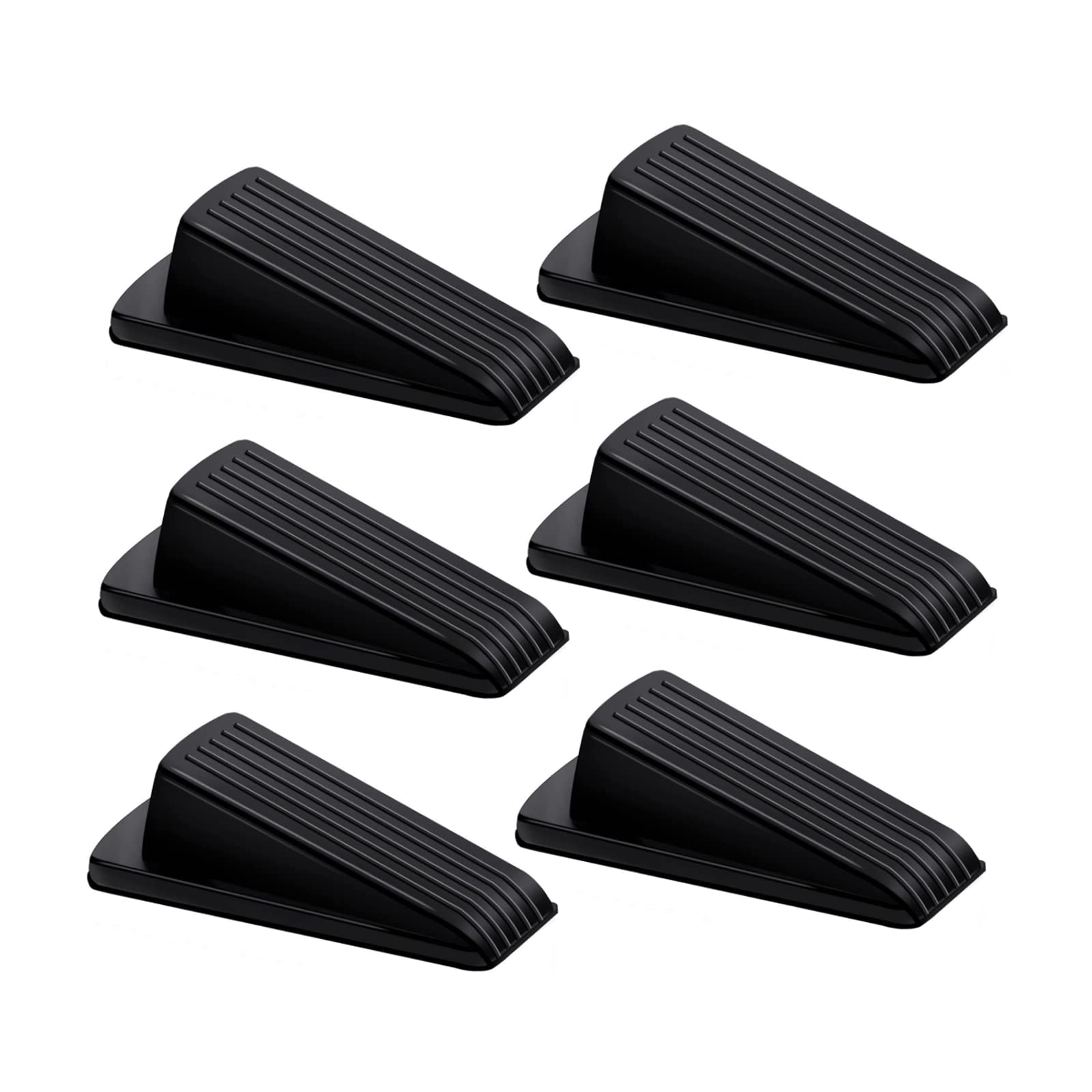 Lesunsul Door Stop, Door Stopper, Door Wedge, 6 Pack Rubber Door Stopper, Rubber Door Stops for Bottom of Door, Works on All Floor Types-Black